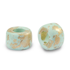 DQ Griechische Keramik Perlen Gold Spot 9mm Light turquoise