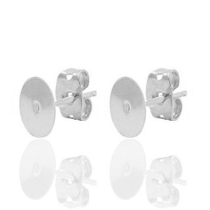 Metall Zubeh&ouml;r DQ Ohrstecker 6mm Antik silber (Nickelfrei)