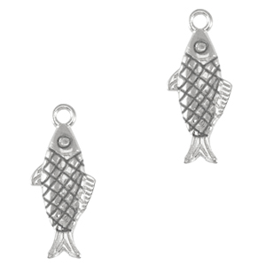 Metall Anh&auml;nger DQ Fisch Antik silber (Nickelfrei)