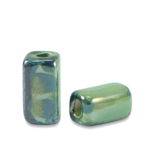 DQ Griechische Keramik Perlen Tube Nile green-black