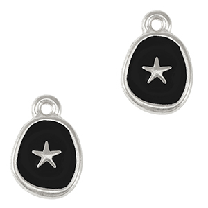 Metall Anh&auml;nger DQ Seestern Antik silber-black (Nickelfrei)