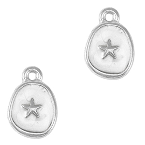 Metall Anh&auml;nger DQ Seestern Antik silber-pearl white (nikkelvrij)