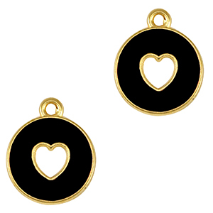 Metall Anh&auml;nger DQ Herz Gold-black (Nickelfrei)