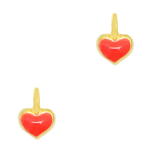 Metall Anh&auml;nger DQ Herz Gold-red (Nickelfrei)
