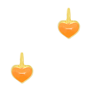 Metall Anh&auml;nger DQ Herz Gold-neon orange (Nickelfrei)