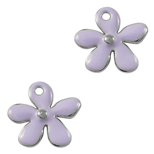Metall Anh&auml;nger DQ Blume Antik silber-violett (Nickelfrei)