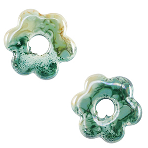 DQ Griechische Keramik Perlen Blume Ocean wave green-brown