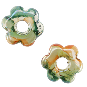 DQ Griechische Keramik Perlen Blume Light green-orange