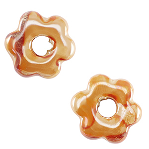 DQ Griechische Keramik Perlen Blume Orange