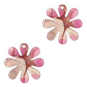 Statement-Anh&auml;nger Blume 25mm Magenta marble