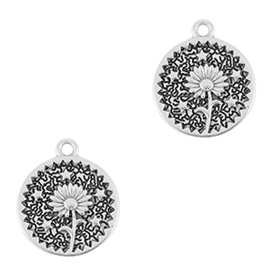 Metall Anh&auml;nger DQ Blume Antik silber (Nickelfrei)
