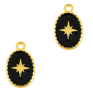 Metall Anh&auml;nger DQ Stern Gold-schwarz (Nickelfrei)
