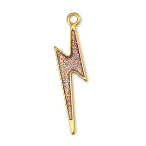 Metall Anh&auml;nger DQ Blitz Glitter Lilac-Gold (Nickelfrei)