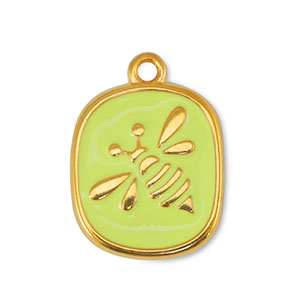 Metall Anh&auml;nger DQ Biene Lime Yellow-Gold (Nickelfrei)