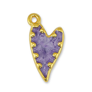 Metall Anh&auml;nger DQ Herz Pearl Purple-Gold (Nickelfrei)