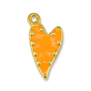 Metall Anh&auml;nger DQ Herz Orange-Gold (Nickelfrei)