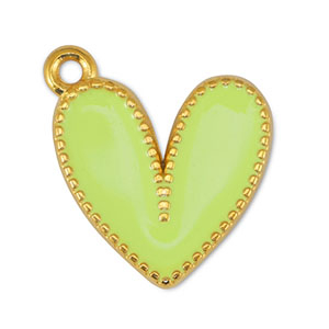 Metall Anh&auml;nger DQ Herz Lime Yellow-Gold (Nickelfrei)
