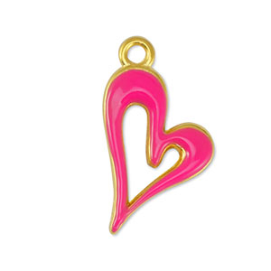 Metall Anh&auml;nger DQ Herz Fuchsia-Gold (Nickelfrei)