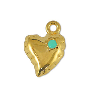 Metall Anh&auml;nger DQ Herz Veraman Blue-Gold (Nickelfrei)
