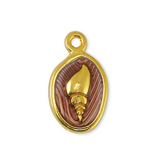 Metall Anh&auml;nger DQ Muschel Transparant Purple-Gold (Nickelfrei)