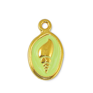 Metall Anh&auml;nger DQ Muschel Lime Yellow-Gold (Nickelfrei)