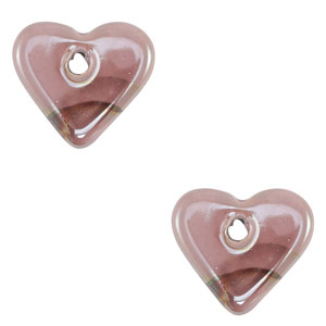 DQ Griechische Keramik Perlen Herz Pink-brown
