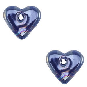 DQ Griechische Keramik Perlen Herz Dark blue