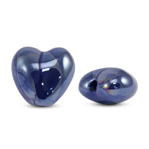 DQ Griechische Keramik Perlen Herz Dark blue