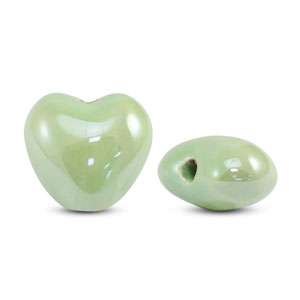 DQ Griechische Keramik Perlen Herz Light green