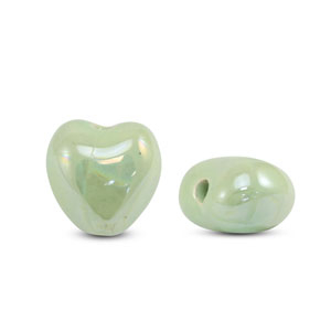 DQ Griechische Keramik Perlen Herz Light green
