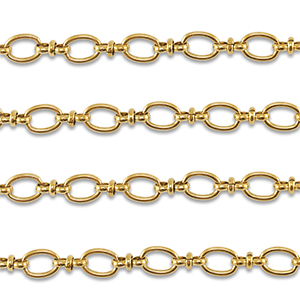 Stainless Steel - Rostfrei Stahl Schmuckzubeh&ouml;r Gliederkette Oval Gold