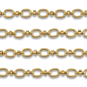 Stainless Steel - Rostfrei Stahl Schmuckzubeh&ouml;r Gliederkette Oval Gold