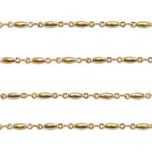 Stainless Steel - Rostfrei Stahl Schmuckzubeh&ouml;r Gliederkette Oval Gold