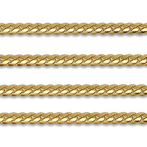 Stainless Steel - Rostfrei Stahl Schmuckzubeh&ouml;r Gliederkette Flach Gold