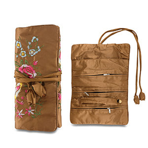 Schmuckreiseetui mit Blumen Brown