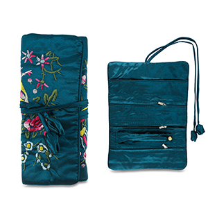 Schmuckreiseetui mit Blumen Teal blue