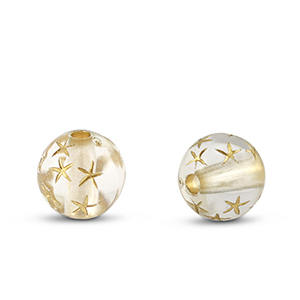 Acrylperlen Rund mit Stern Transparent-gold