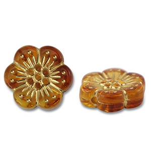 Acrylperlen Blume Orange brown-gold