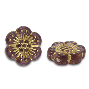 Acrylperlen Blume Mauve-taupe-gold
