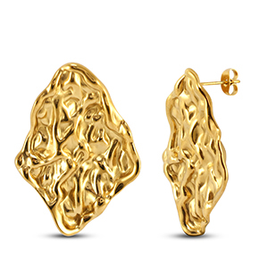 Ohrringe / Ohrstecker aus Stainless Steel - Rostfreiem Stahl Irregular Gold