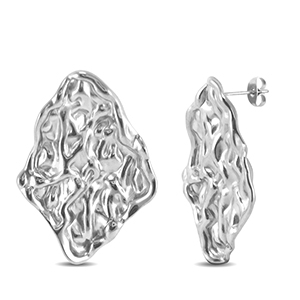 Ohrringe / Ohrstecker aus Stainless Steel - Rostfreiem Stahl Irregular Silver