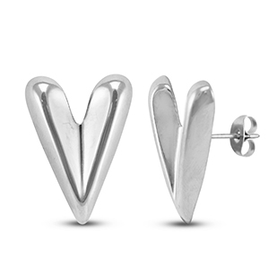 Ohrringe / Ohrstecker aus Stainless Steel - Rostfreiem Stahl Herz Silver