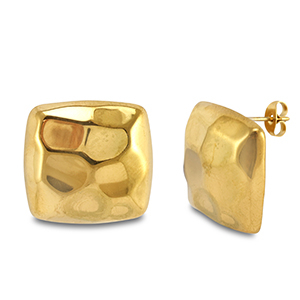 Ohrringe / Ohrstecker aus Stainless Steel - Rostfreiem Stahl Viereck Gold