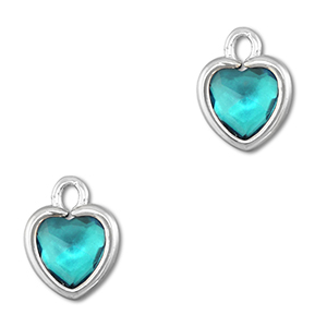 Anh&auml;nger Kristallglas Herz Aquamarine blue-silver
