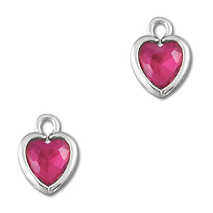 Anh&auml;nger Kristallglas Herz Dark pink-silver
