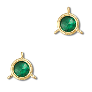 Kristallglas Zwischenst&uuml;cke Rund Emerald green-gold