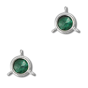 Kristallglas Zwischenst&uuml;cke Rund Emerald green-silver