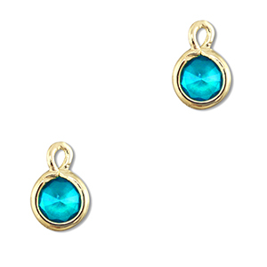 Anh&auml;nger Kristallglas Rund Aquamarine blue-gold
