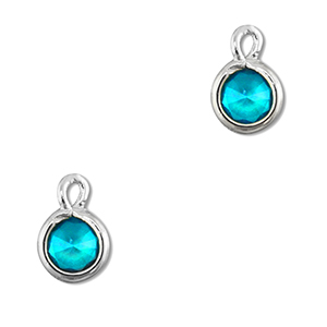 Anh&auml;nger Kristallglas Rund Aquamarine blue-silver