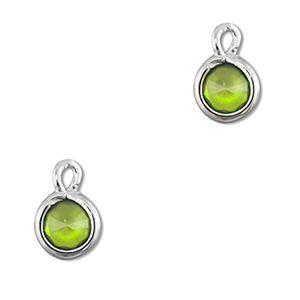 Anh&auml;nger Kristallglas Rund Green-silver
